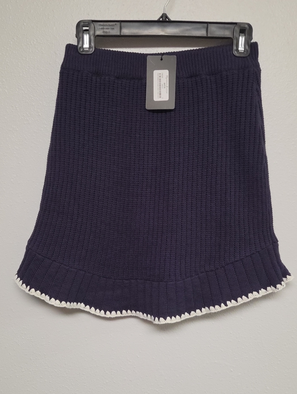 Fate Navy Mini Skirt with White Scalloped Hem